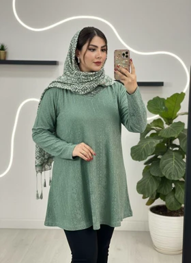 تونیک نگین‌دار مدل ژالین کد 50286 (سبز)