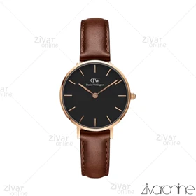 ساعت دنیل ولینگتون زنانه صفحه مشکی بند چرم قهوه ای اسمال 102999