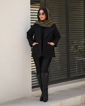 پالتو پشمی مدل یقه امریکایی جیب کد 766