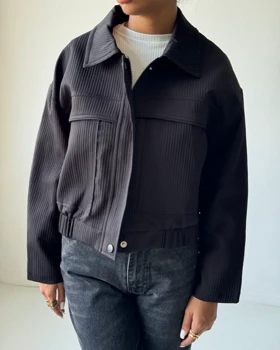 بامبر میله ای جیب گرد کد 150065 (مشکی)