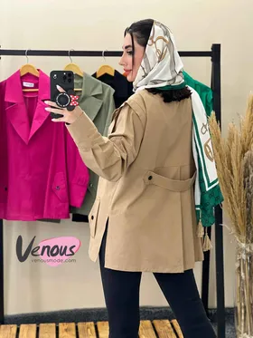 مانتو لینن کتی پشت بنددار