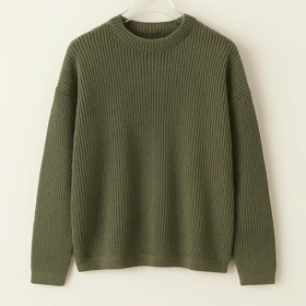 پلیور بافت یقه گرد سبز لجنی شیک فری سایز لش