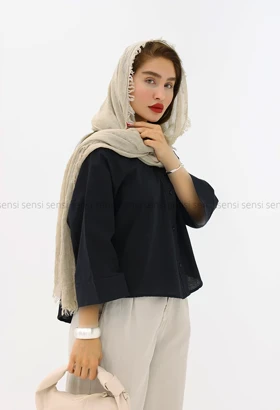 شومیز لینن پایین برش کد1004084
