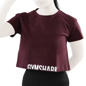 کراپ آستین کوتاه ورزشی زنانه جیم شارک مدل PB-4L1188 زرشکی