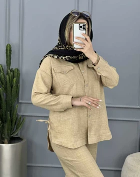 ست مانتو شلوار بغل بند (24)کد3628