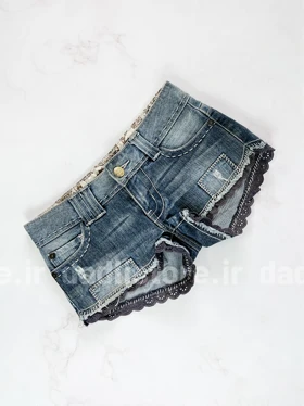 شورتک کوتاه جین پاچه نوار دوزی