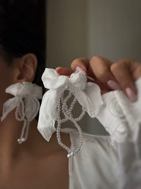 گوشواره پاپیون پارچه ای