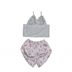 ست نیمتنه گیپور و شلوارک طرح پروانه 131