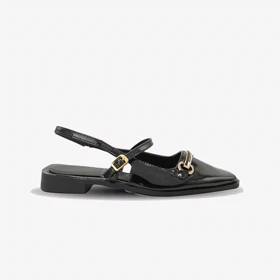 کفش کالج زنانه ورنی مدل Flat shoes - 0218 _ Black