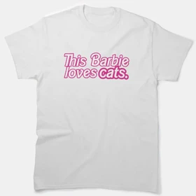 تیشرت لانگ دخترانه Barbie تیشرت لانگ دخترانه باربی طرح This Barbie loves cats