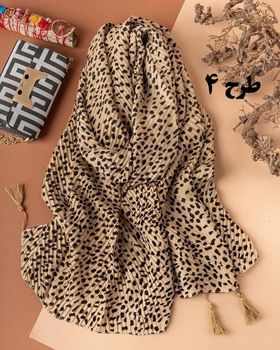 شال پلیسه طرحدار وارداتی مشکی و کرم 3512