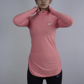 استرج آستین بلند نیم زیپ ورزشی زنانه نایک مدل VHD-3K1452 صورتی