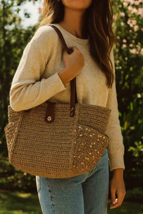 کیف قایقی رافیا پولکی