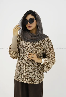 شومیز زنانه پلنگی شیشه ای کد1006088