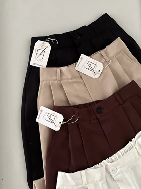 شلوار کرپ نیم بگ زنانه فارکو - راحت و شیک کد 084