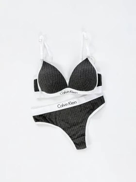 ست شورت و سوتین دخترانه پوش آپ دار کبریتی نوشته کلوین کلاین Calvin klein فیتن Fitan