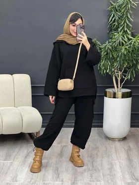 ست هودی و شلوار طرح لوزی