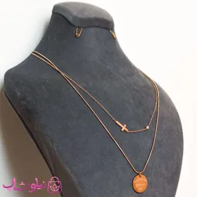 گردنبند زنانه استیل دو ردیفه طرح صلیب