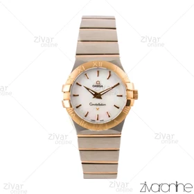 ساعت امگا کانسلیشن زنانه دورنگ رزگلد صفحه سفید ایندکس خطی 102296