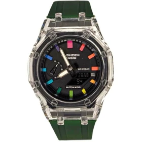 ساعت مچی جیشاک 2100 بند سیلیکونی سبز رنگین کمانی