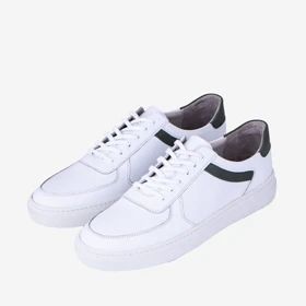 کفش روزمره چرم مردانه سفید سبز مدل sh134 sa