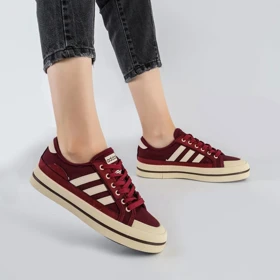 کفش و کتانی زنانه و دخترانه مدل آدیداس ADIDAS رنگ کرم زرشکی کد F114