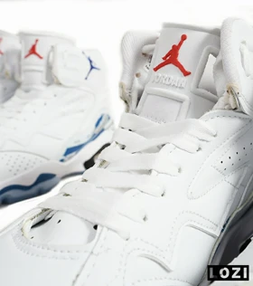 کفش کتانی ساق‌دار مردانه سفید آبی Nike air jordan 6