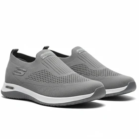 کفش کتانی اسکیچرز جورابی طوسی تیره کد 294996