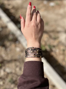 دستبند چرمی چند لاین زنانه کد dsc10015 گالری موژان حیدری
