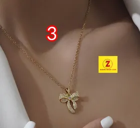 گردنبند استیل زنانه نگینی طرح جواهر