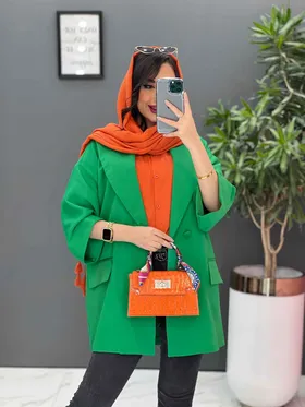 مانتو کتی چهاردکمه آستین دوبل