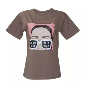 تیشرت زنانه نخ پنبه طرح عینک