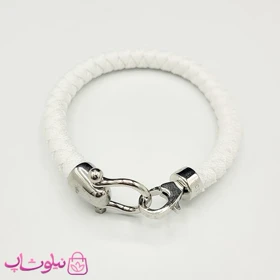 دستبند امگا کنفی سفید با قفل نقره ای کیفیت مستر کد 1400