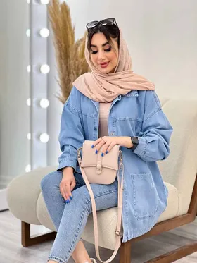مانتو جین دو جیب پایین زاپ‌دار