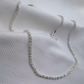 زنجیر استیل نقره‌ای مدل «خاویاری» (بافت پرانعطاف) | درخشان و اقتصادی