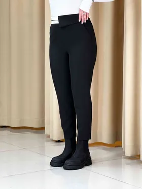 شلوار پارچه ای مام فیت مشکی 180304