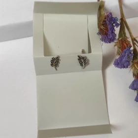 گوشواره نقره 925 زنانه طرح شاخه زیتون (برگ) – مینیمال