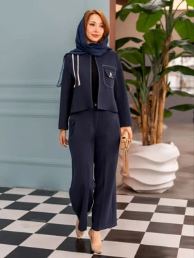 ست کراپ کت و شلوار زنانه مدل v