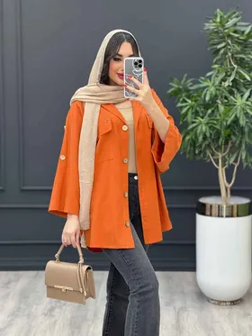مانتو پانچ دکمه چوبی