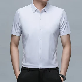 پیراهن غواصی آستین کوتاه سفید مردانه فول کش اعلا درجه یک#