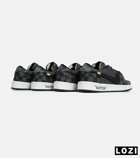 کفش کتانی مردانه و زنانه طوسی مشکی NIKE jordan 1 x LOUIS VUITTON
