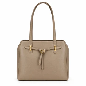 کیف دستی زنانه چرم مصنوعی دسته دار دیوید جونز DAVIDJONES (خاکی)