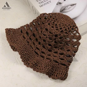کلاه باکت زنانه Crochet Bucket Hat HA205 (قهوه‌ای)