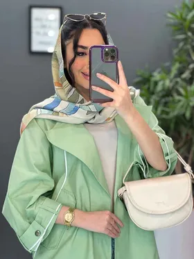 مانتو پوپلین مغزی دوزی آستین پاگن