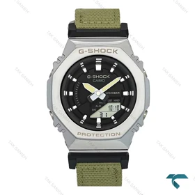ساعت زنانه جی شاک GM-S2100 سیلور بند برزنت سبز G-Shock-7534-L