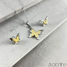 نیم ست پروانه شنی دورنگ 10192