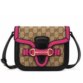 کیف وارداتی GUCCI چرم صورتی مشکی کوچک / گوچی