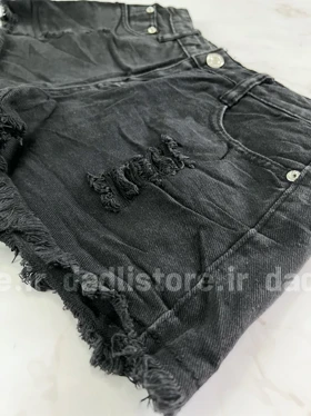 شورتک کوتاه جین مشکی زاپ‌دار