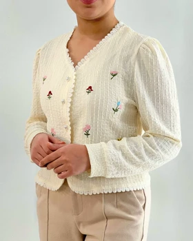 شومیز ژاکاردکش گلدوزی شده کد 4610