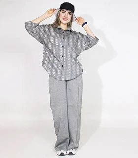 شومیز شلوار لینن کد 1449 (طوسی)